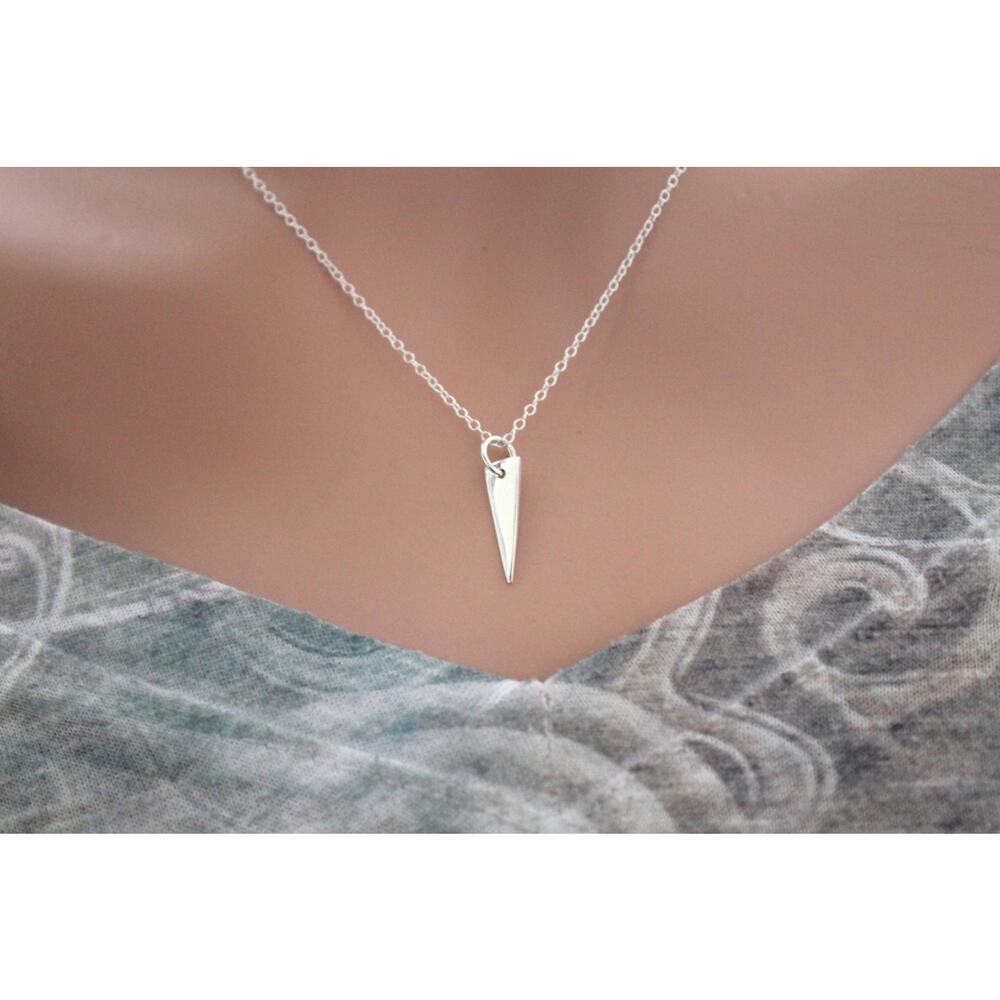 Sterling Silver Triangle Dangle Charm Necklace, T… - image 1